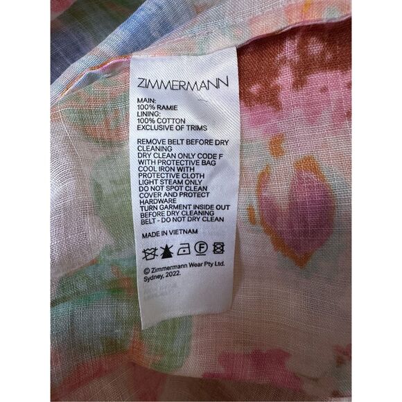 NWT Zimmermann Floral Tiered Long Sleeve Raie Lantern Mini Dress Size 2/US8 $795 - Picture 11 of 12